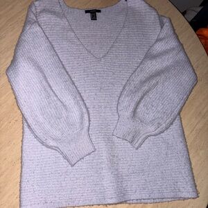 Forever 21 White V-Neck Sweater
